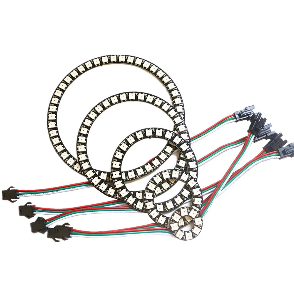 WS2812 5050 RGB светодиодный светильник 8 16 24 35 45 128 битный кольцевой DC 5V вход WS2812B