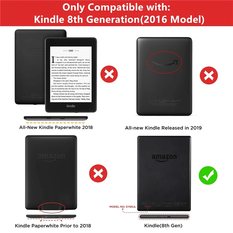 Чехол с принтом для Amazon Kindle 8th Gen, модель из искусственной кожи, умный чехол с задней панелью ПК, чехол для планшета, чехол для электронной книги Kindle 8th