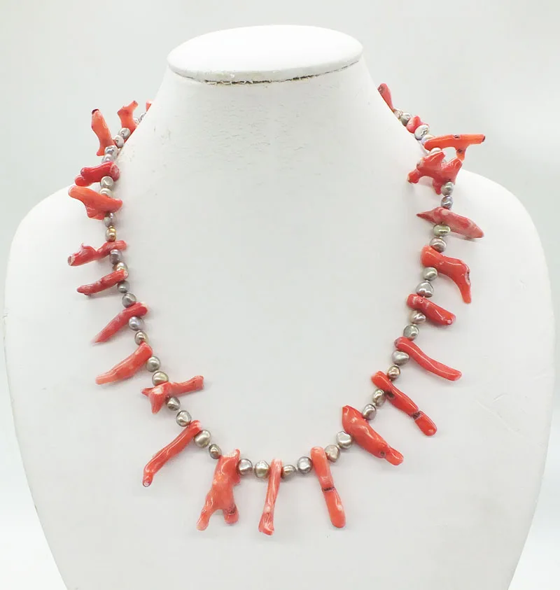 

2019-1-14-1010# Pearl, coral, necklace 18"