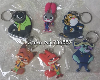 

6pcs rabbit Nk Fox sloth bradypod Keychain Cartoon Figures Key chain key ring toys set 2016 New gifts