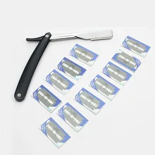 Barber Straight Razor Shaving Pocket Knife Men Shaver Double Edge Blades Fold Knife Barber Rasoir+ 10 Blades