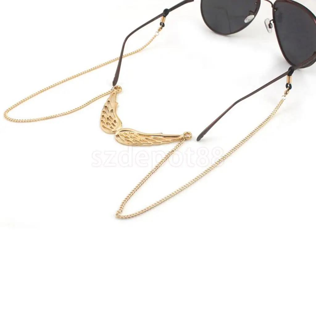 Sunglasses Lanyard Strap Necklace Metal Eyeglass Chain Cord Angel Wing Pendant