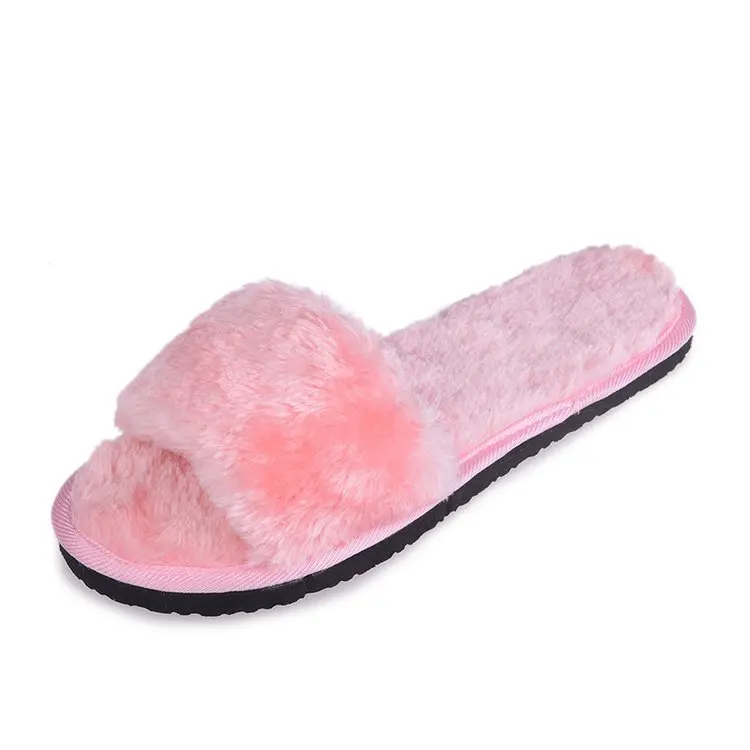 Дамские тапочки zapatos mujer женские слипоны ползунки пушистого искусственного меха