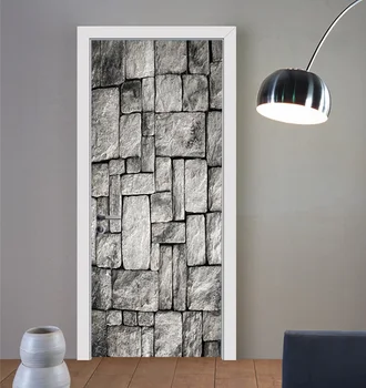 

Grey White Bricks Refrigerator Sticker Kid's Art Fridge Door Cover Wallpaper