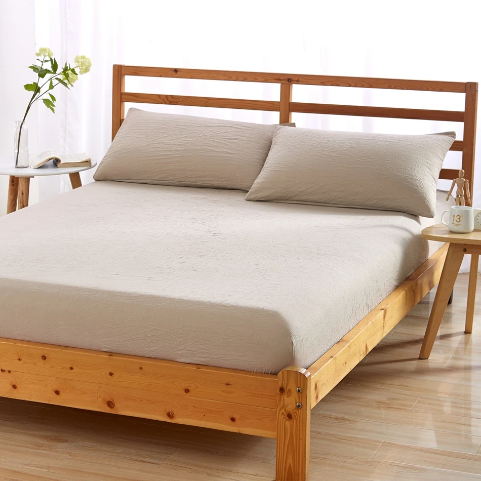 Light tan fitted sheet+2pcs solid color pillow case,100 polyester