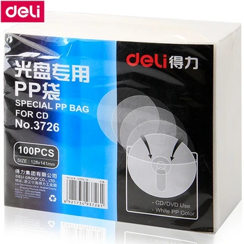 

100PCS/LOT Deli 3726 Special PP bag for CD DVD sleeve120x140mm CD bag white full pack 100 pcs wholesale