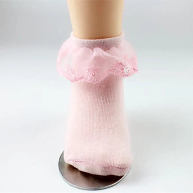 1 пары детских хлопковых утепленных колготок на весну для девочек, хлопковые носочки с завязками детские кружевные носки принцессы Размер От 2 до 4 лет - Цвет: 2-4Y