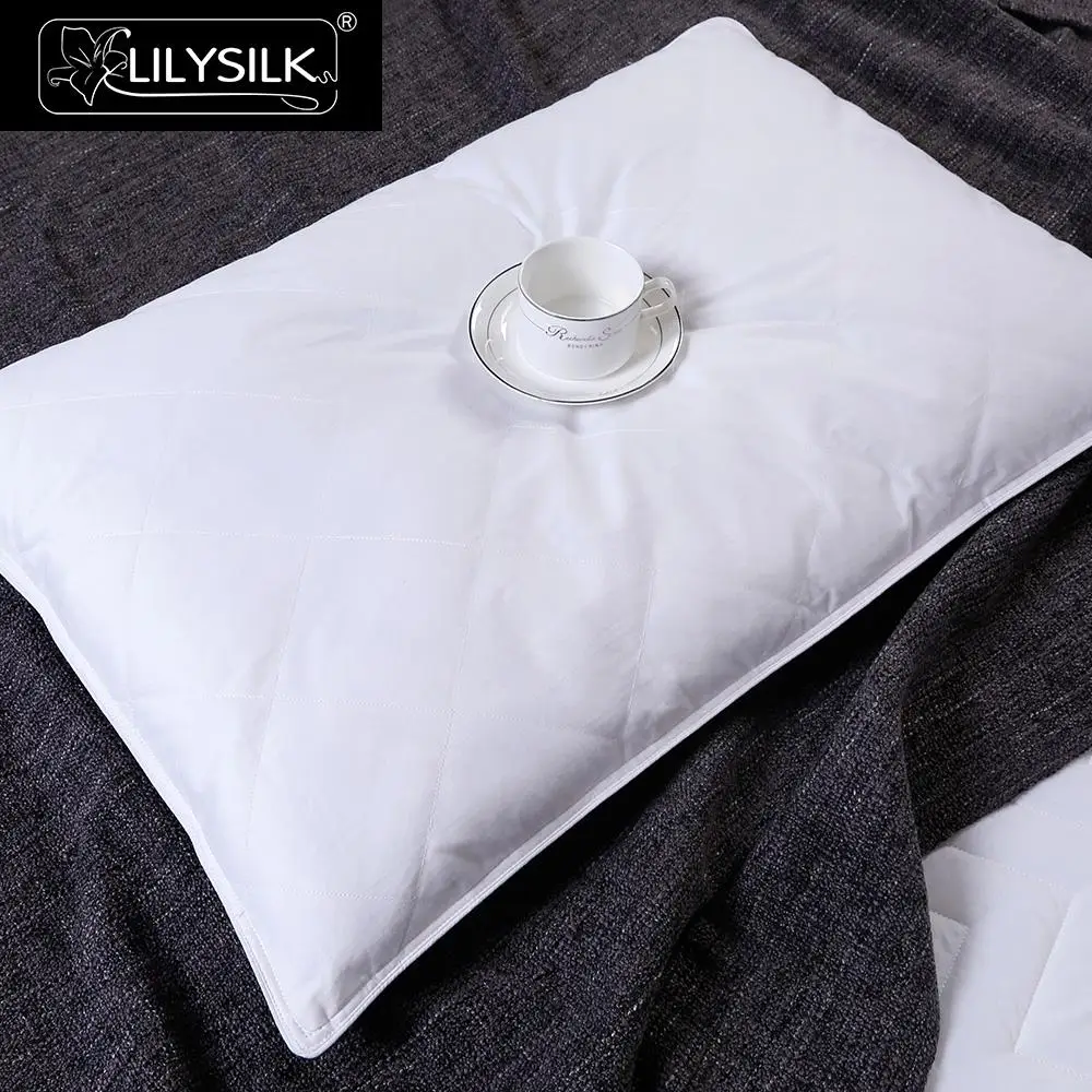 LilySilk Подушка с шелковой подкладкой моющаяся хлопковая покрытая для сна высота 16