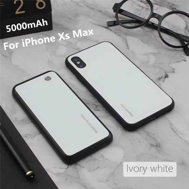 KQJYS 5000 мАч беспроводной магнитный чехол для зарядки аккумулятора для iPhone X Xs Max портативный внешний аккумулятор чехол для iPhone XR чехол для питания - Цвет: White For XS Max