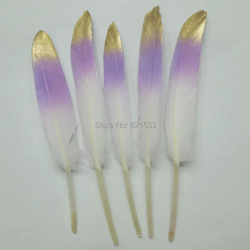 

Gold/Lavender/White Feathers,Gold Dipped feathers,Dream Catcher Feathers,Party Decor,Gold&Lavender painting Feathers, 50pcs/lot