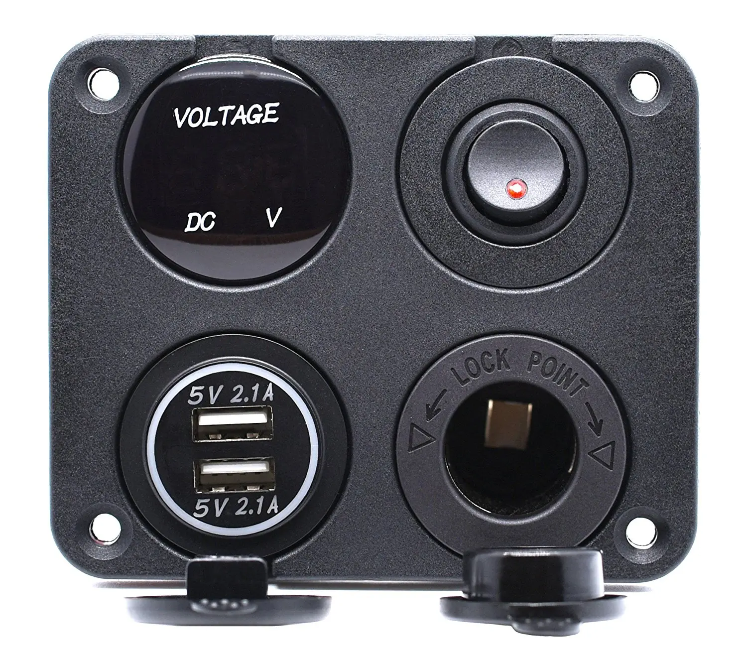 Двойной USB Зарядное устройство 2.1A 2.1A вольтметр 12V пробки прикуривателя Мощность розетки+ ВКЛ-ВЫКЛ переключатель для автомобиля лодка морской грузовик кемпер