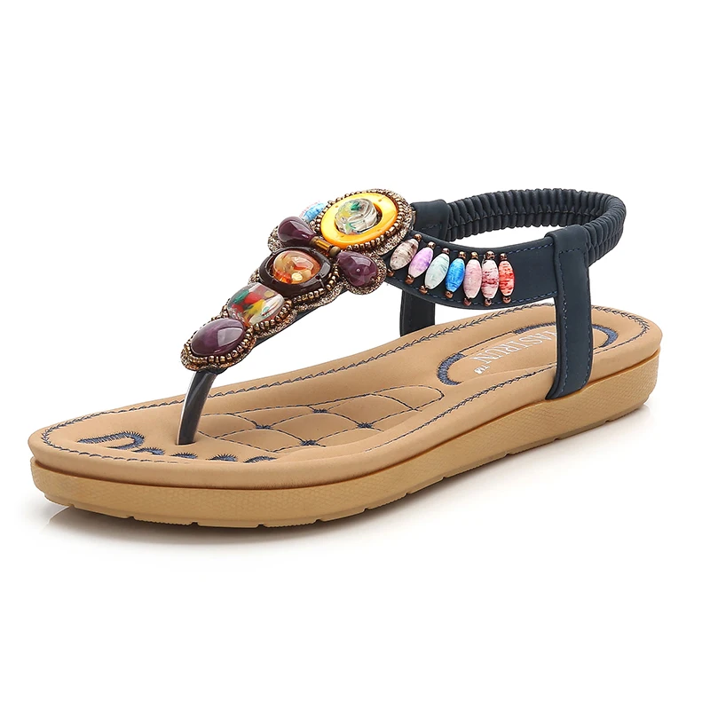 

2019 Women Sandals Bohemia Flat Sandals Summer Woman Shoes String Bead Flip Flop Beach Shoes Woman Sandalie Lady Shoes