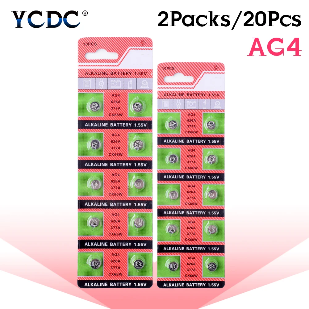 YCDC 20 штук 1,55 V часы Батарея 376 377 565 377A AG4 D377 GP377 L626 LR626 SR626 SR626SW V377 кнопка плоский круглый Аккумулятор Bateria