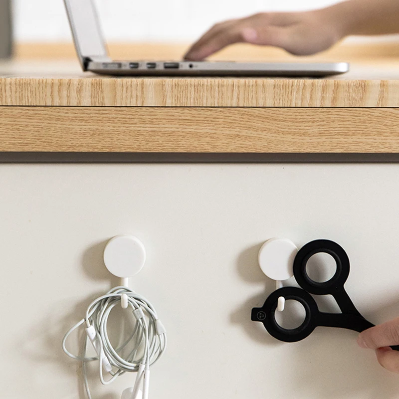 Creative simple mini plastic hook hook free nail-free punching bathroom kitchen home wall hook strong
