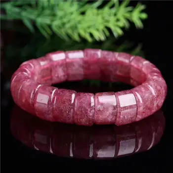 

Natural Red Ice Strawberry Quartz Crystal Bracelet AAA 15*8mm