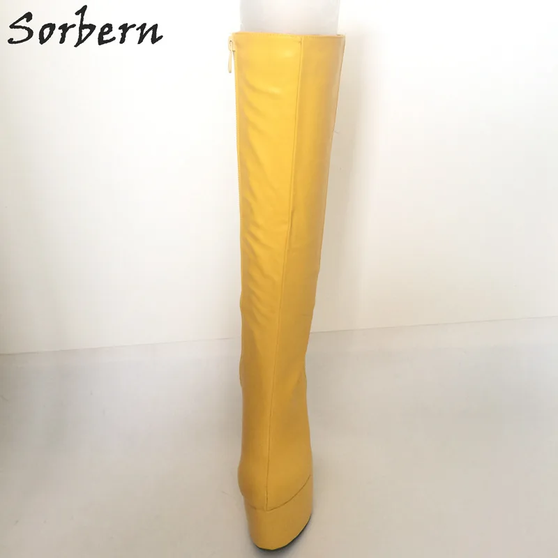 Sorbern Extreme Slim 90Cm Long Boots Cute Round Toe High Heel Stilettos Streched Burlesque Boot