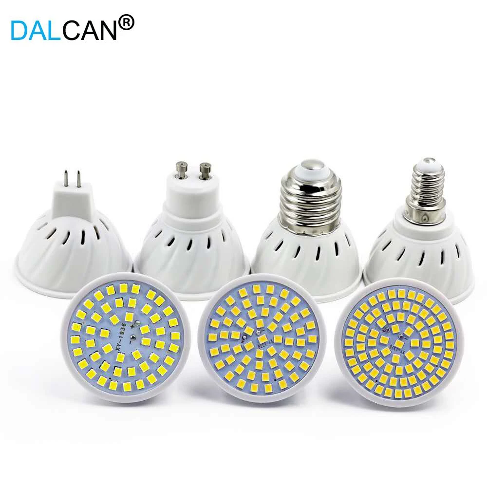 

DALCAN E27 E14 MR16 GU10 Lampada LED Bulb 220V 240V Bombillas LED Lamp Spotlight 48 60 80 LED 2835 SMD Lampara Spot cfl