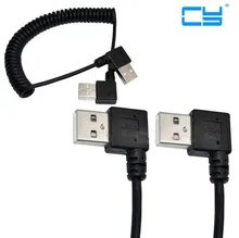 5 pcs/lote Nova 100 cm Espiral Enrolada USB 2.0 Um angulo de 90 graus esquerda parágrafo Macho macho Cabo de extensão