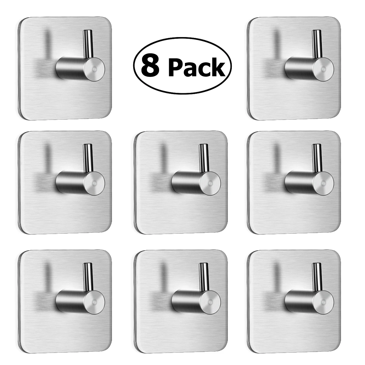 TONHTCAT Heavy Duty Stainless Steel Self Adhesive Wall Hooks, Sticky Towel Hangers For Kitchen Bathroom Office, Waterproof Stick On Door Hooks For