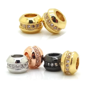 

Free Shipping European Bead Charms Micro Pave White Cubic Zircon Fit Pandora Bracelet Necklaces & Pendants Making Wholesale