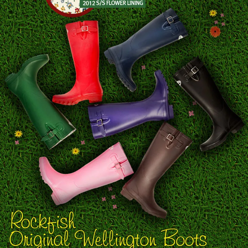 Rockfish star hot selling elegant women's rubber rainboots tall boots