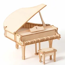 Laser Cutting DIY Grand Piano Toys 3D Wooden Puzzle Toy Assembly Model Wood Craft Kits Desk Decoration for Children Kids