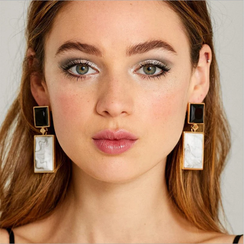

Yhpup New Fashion Minimalist Brand Geometric Acrylic Dangle Earrings Temperament Charm Brincos Female Party Jewelry Gift 2019