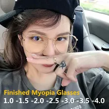 Оправа для очков из сплава, Женская оправа для близорукости, женские винтажные очки-1,0-1,5-2,0-2,5-3,0-3,5-4,0