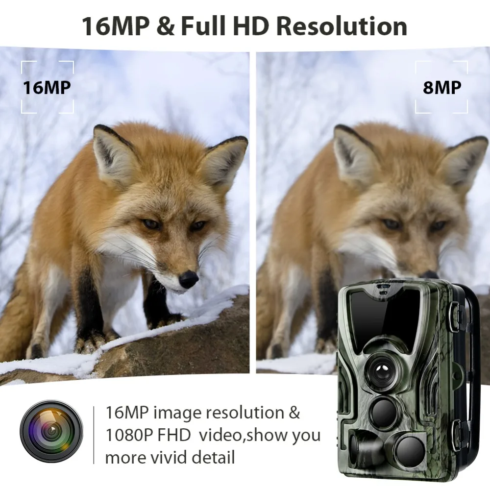 Камера для слежения на охоте с 5000 мАч литиевой батареей 16MP HC801 1080 P Ночной версии фото ловушки наблюдение за дикой природой