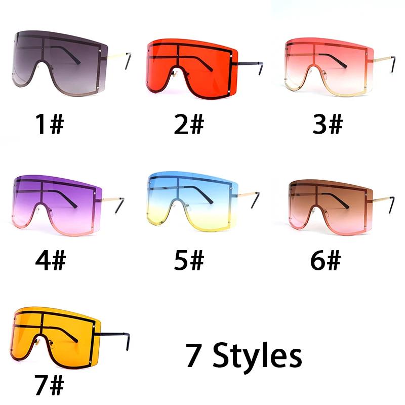 WISH CLUB, новые модные негабаритные солнцезащитные очки для женщин, фирменный дизайн, без оправы, цветные градиентные квадратные линзы, металлические женские солнцезащитные очки