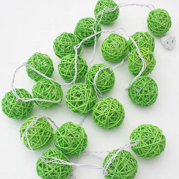 

AC/Battery LED Christmas Outdoor String Light 20 Grass green Rattan Balls Wedding Fairy Holiday Garden Room Decor Garland Light