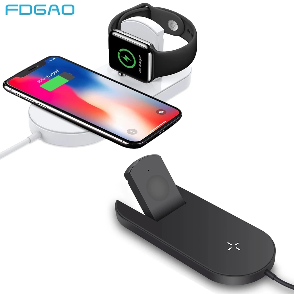 

Fdgao 10W Fast QI Wireless Charger for iPhone XS Max XR X 8 Plus Quick Charge Pad For Samsung S9 S8 For Apple Watch 4 2 3 Dock