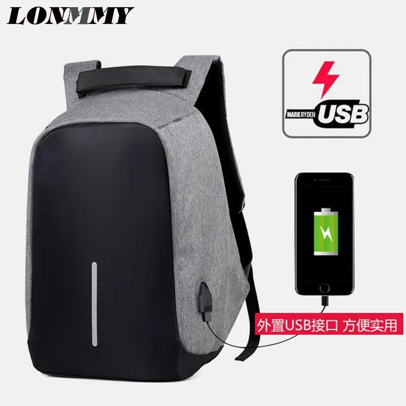 

LONMMY Multifunction computer USB charging 15.6 inch Laptop Backpack Unisex School Bag Large Capacity Casual Water Resistant bag