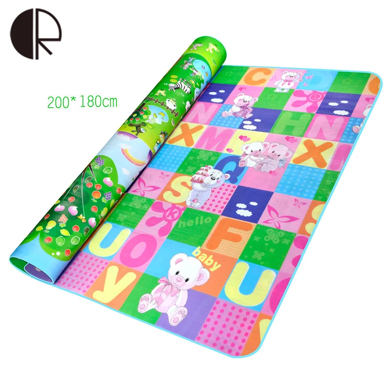 

200*180*0.5cm Children Play Mats For Kids Baby Carpet Educational Toys Doulble-Site Bear + Giraffe & Dinosaur + Car Crawling Mat