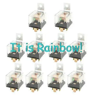 

Free Shipping 12VDC 40 Amp 5P NO+NC SPDT Green Indicator Auto Car Power Relay 10 Pcs