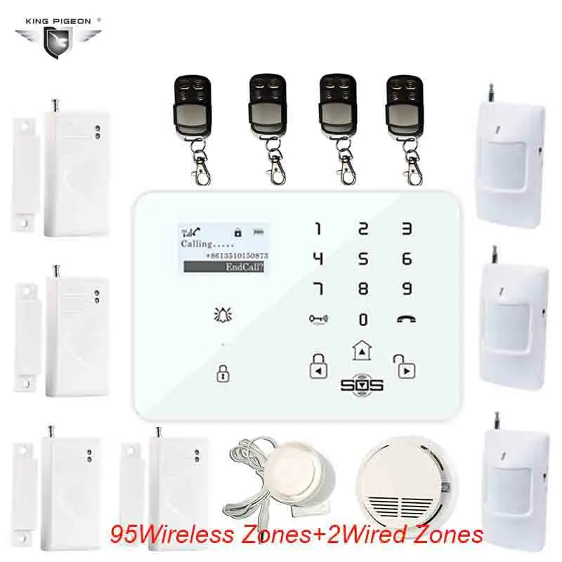 

Wireless Wired House Alarm GSM Touch Keypad Panic Alarm PSTN Quad Band King Pigeon SMS Home Security Voice Burglar DHL Free K9D