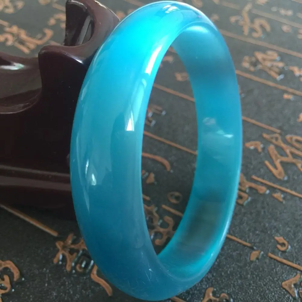 

60mm Chinese Natural Blue Lavender Nephrite Jade/ Gems Bracelet Bangle 02