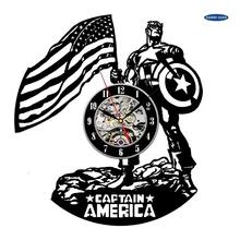 Капитан Америка виниловые настенные часы Книги по искусству подарок номер Современный дом запись Винтаж украшения La Crosse