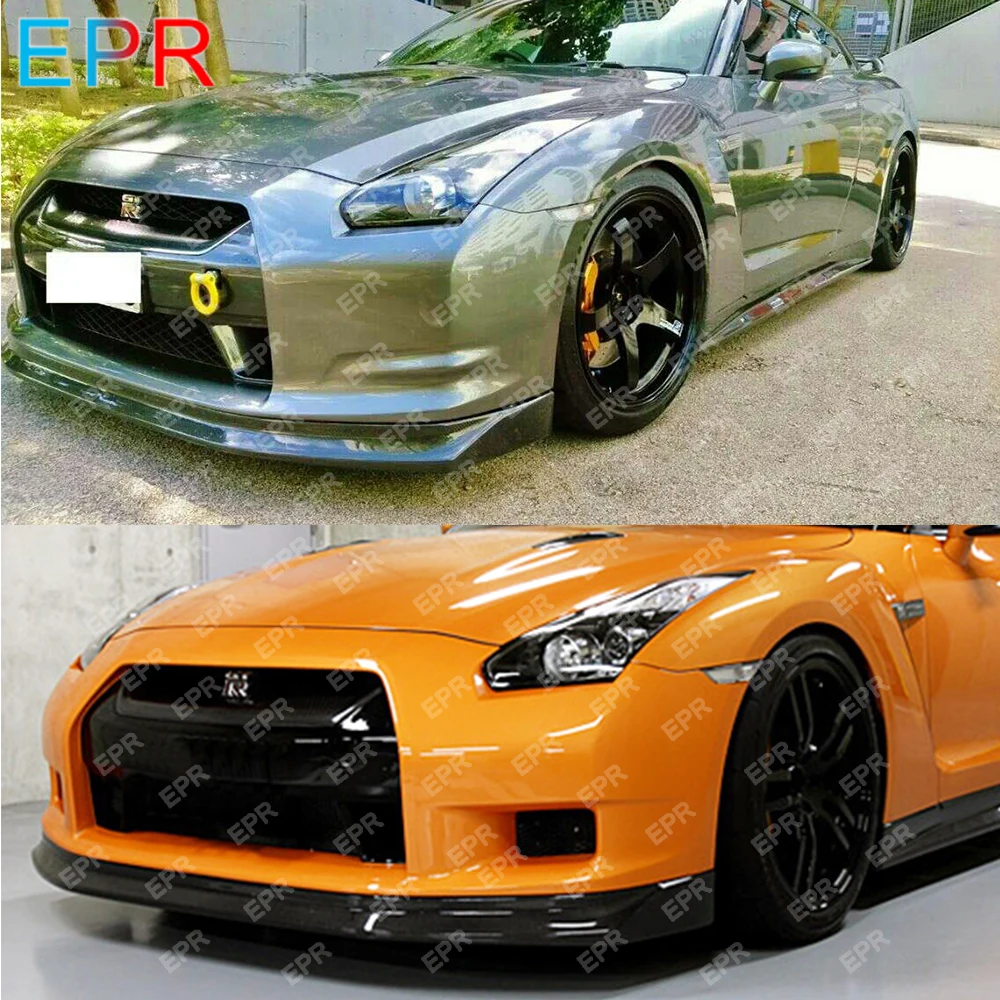 Для Nissan GTR R35(2008-2012) углеродное волокно Zele Передняя губка обвес автомобиля Тюнинг часть для R35 GTR передний бампер губы