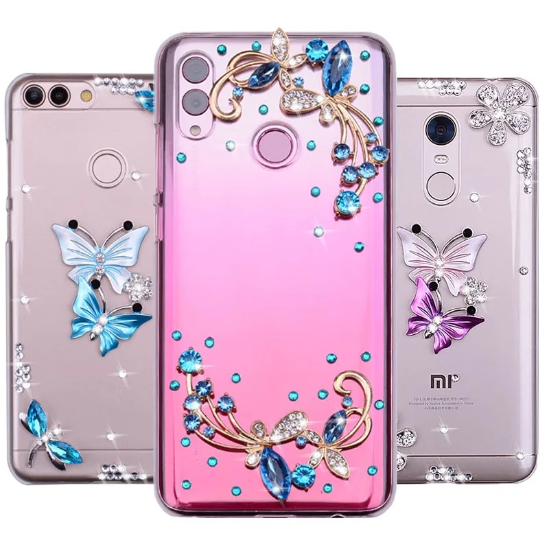 

For Xiaomi CC9 CC9e Mi 8 lite A2 Redmi 7a Note 7 6 Pro Mobile phone Case Redmi 5 Plus 6A Rhinestone Clear Silicone Armor Cover