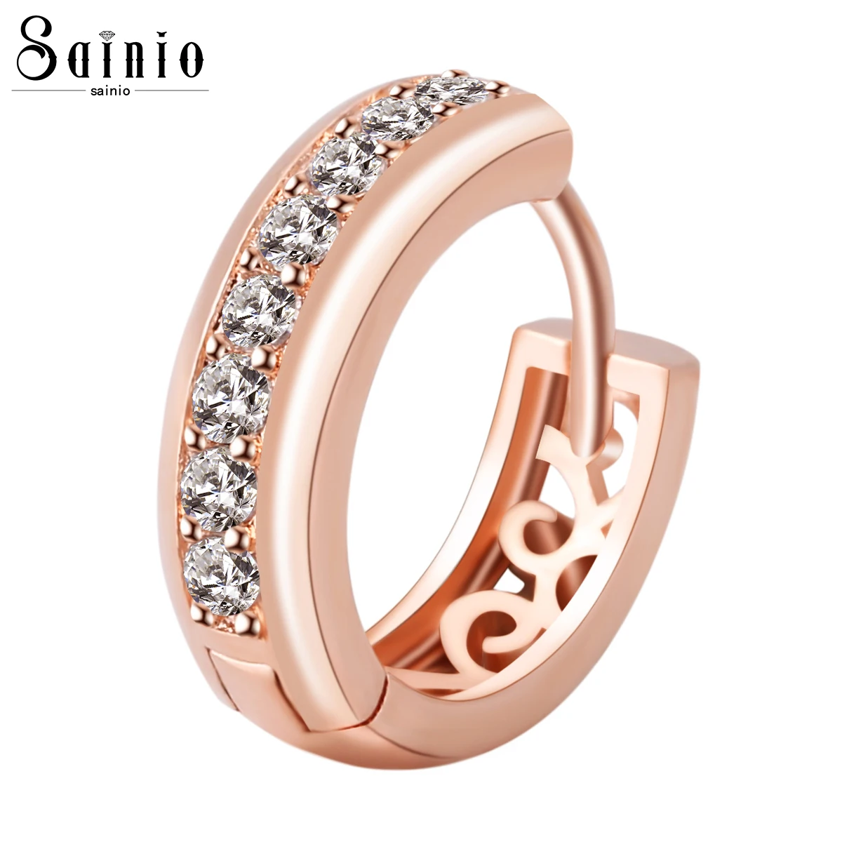 

Sainio 1 Pair Rose Gold Huggies Earrings Small Round Crystal Zirconia Hoop Earings Women Hot Fashion Jewelry Gifts