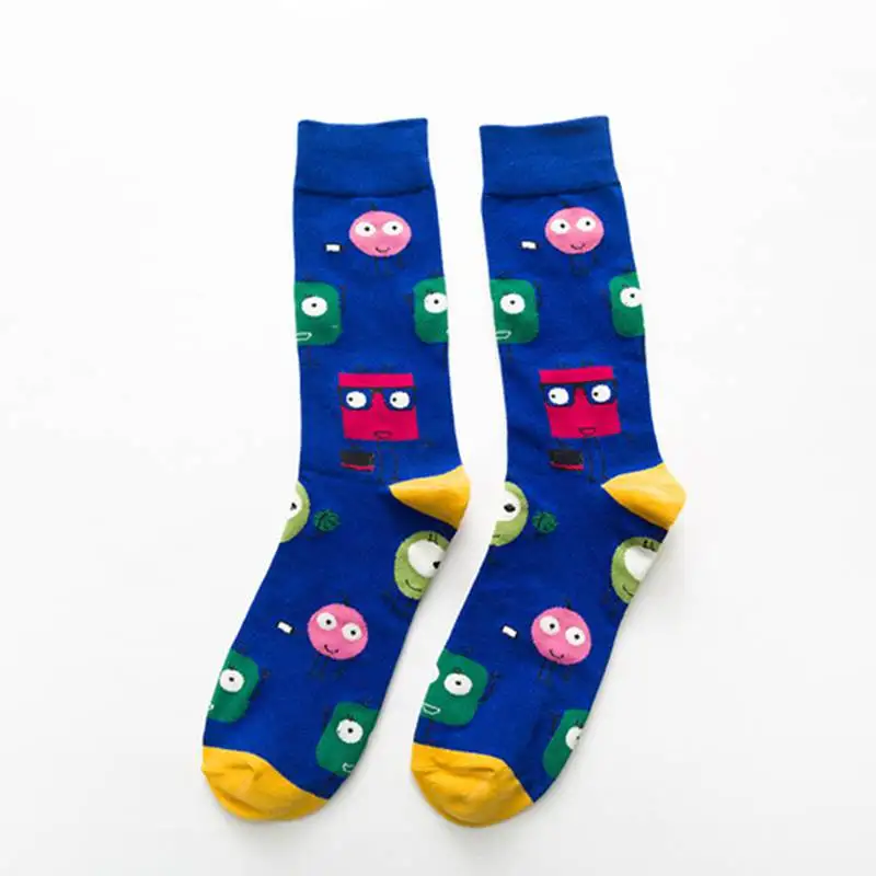 Зимние носки в стиле Харадзюку для мужчин и женщин; Разноцветные хлопковые носки с мультяшным монстром; повседневные мужские забавные носки; Calcetines Hombre Meias