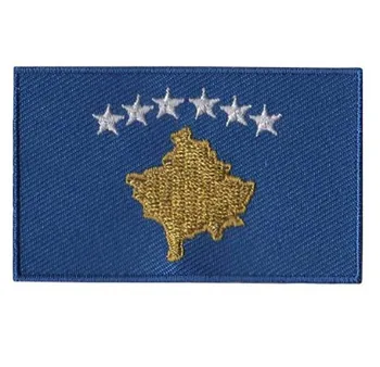 

Kosovo Country Embroidery Patches Custom Made Clothing Labels Made of Twill with Flat Broder and Iron On Backing free shipping
