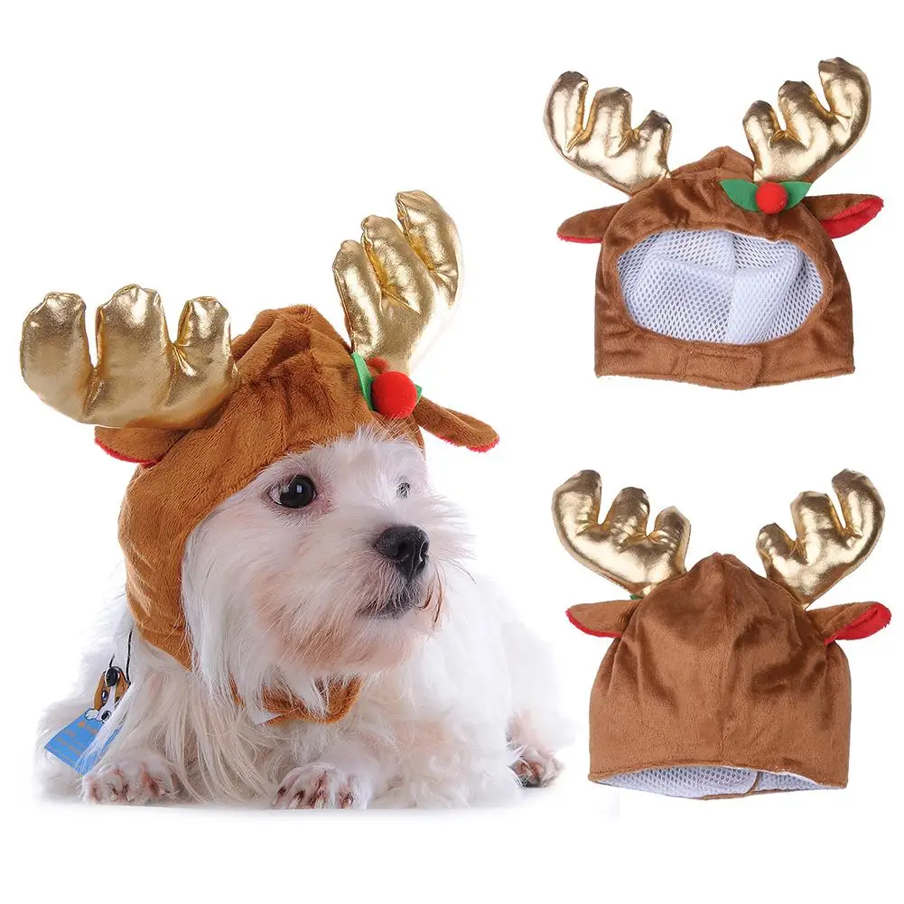 

Christmas Deer Pattern Dog Hat Christmas Decoration Dog Clothes Accessories Pet Decorative Hat