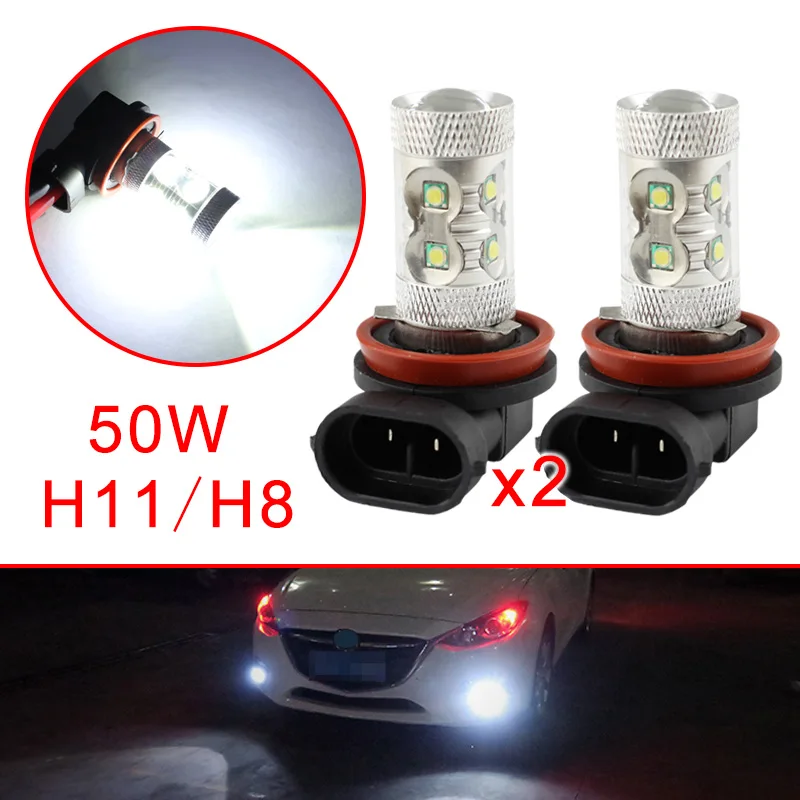 H11 H8 50W LED Fit For Auto Foglight Fog Driving Light Bulb Lamp Lens Projector Trim