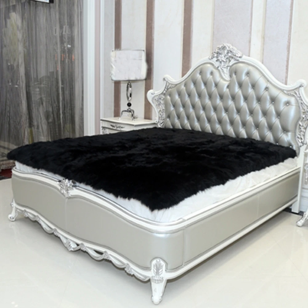

Black Faux Sheepskin Rug Faux Fur Blanket Decorative Blankets Artificial Floor Mat Rugs and Carpets For Living Room Fur Carpet