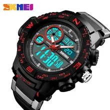 SKMEI Men Quartz Watch Dual Display Digital Man Sport Watches 2 Time Waterproof 12/24 Hour Outdoor Fashion Clock Wristwatch 1332
