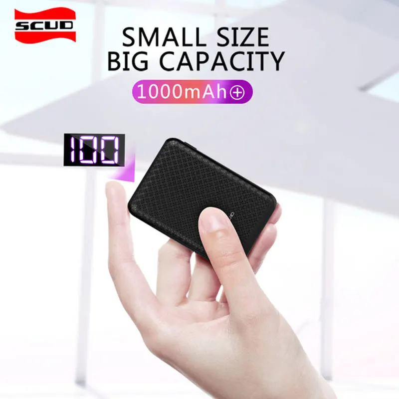  Mini 10000mAh power bank with LED display Scud slim external battery for xiaomi mobile powerbank sm