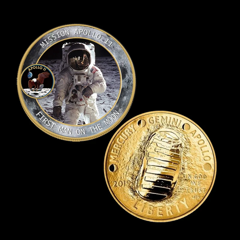 

2019 50th Anniversary Apollo 11 Moon Landing Gold Commemorative Coin Gift drop shipping