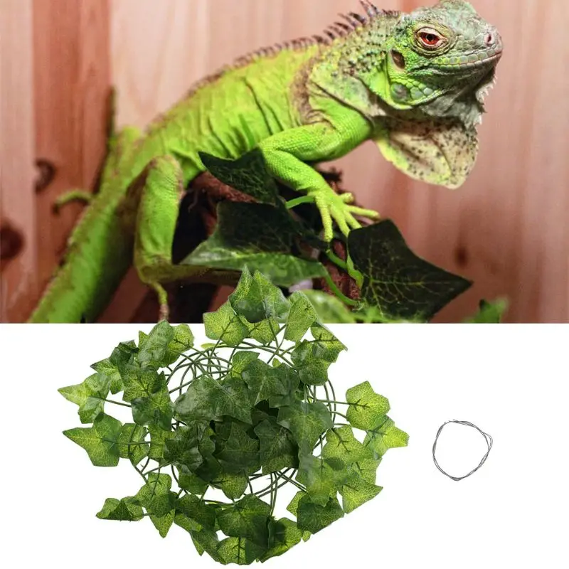

Reptile Terrarium Box Artificial Vine Decoration Lizard Green Leaves Fake Plants Home Garden Party Decor
